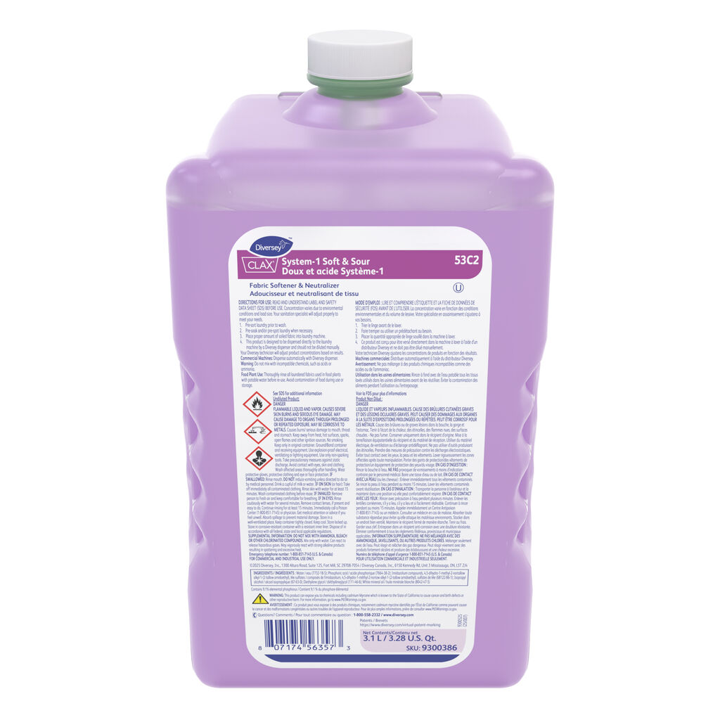 Clax® System-1 Soft & Sour 53C2 53C2, 3100ml, 2/CT - Assouplissant et neutralisant
